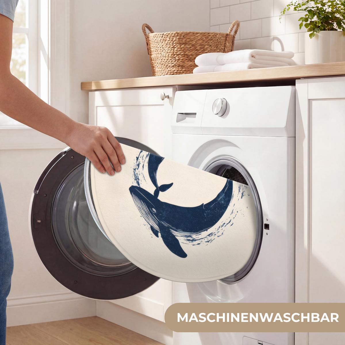 WC-VORLEGER Wale - Spritzer - Kreis - Dunkelblau Toilettenteppich 70x70 cm - Dunkelblau, Textil (70/1cm) - OnlyWow