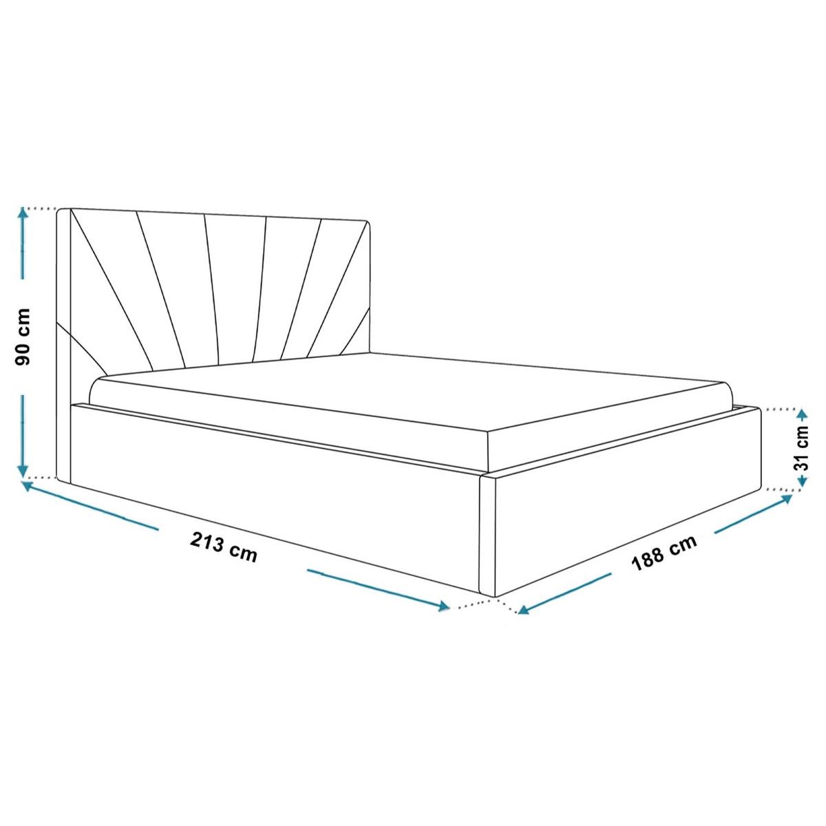 BETT 180x200 - Polsterbett mit Bettkasten und Metallrahmen - Modern Betten - Glatter Kronos-Stoff- Kollektion Denver, Grün - Grün, Holz/Textil (180/200cm) - Alpi-Möbel