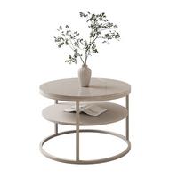 COUCHTISCH CIRI SLIM KASCHMIR HOCHGLANZ mit Regal - Beige, Holzwerkstoff (60/60/42cm) - Lookway