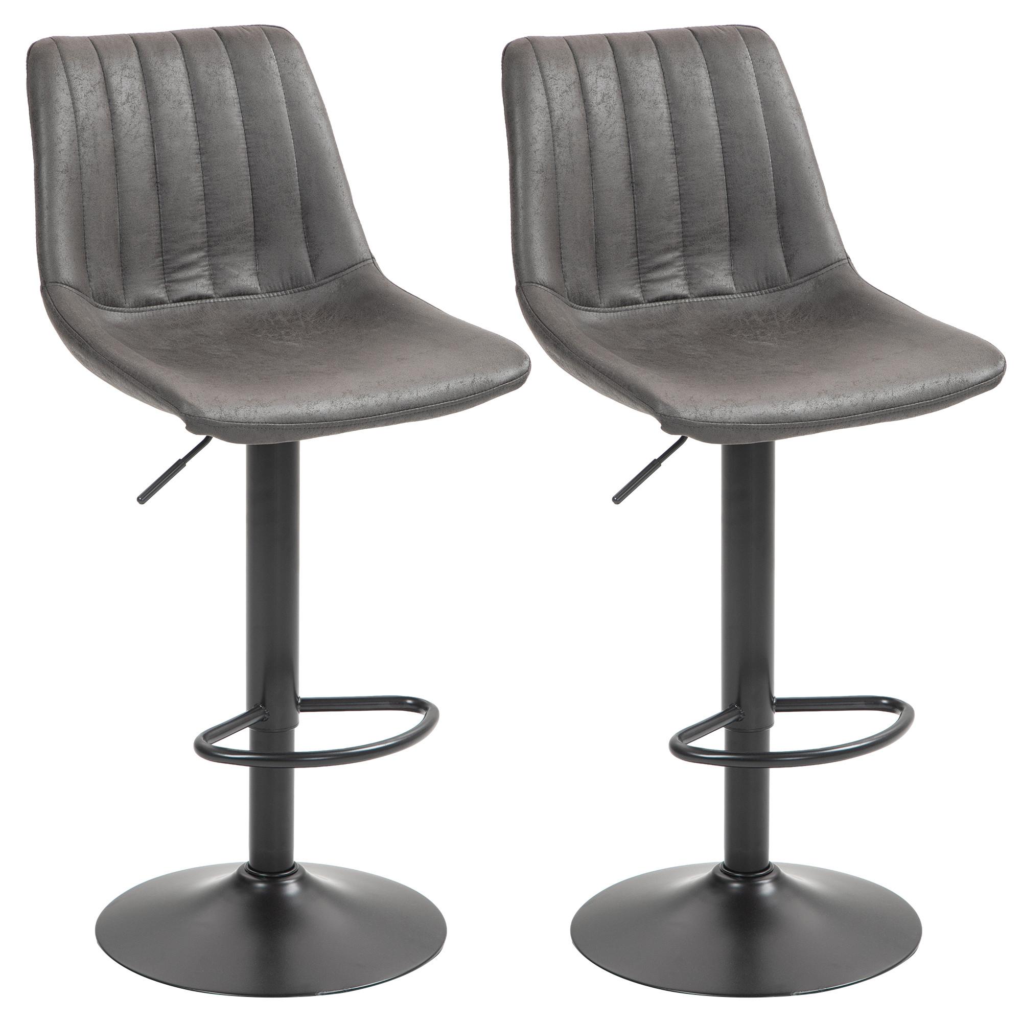 BARHOCKER 2er Set Mikrofasertuch Dunkelgrau - Dunkelgrau/Schwarz, Textil/Metall (43/110/46.5cm) - HOMCOM