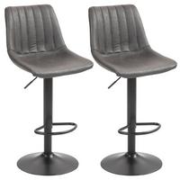 BARHOCKER 2er Set Mikrofasertuch Dunkelgrau - Dunkelgrau/Schwarz, Textil/Metall (43/110/46.5cm) - HOMCOM