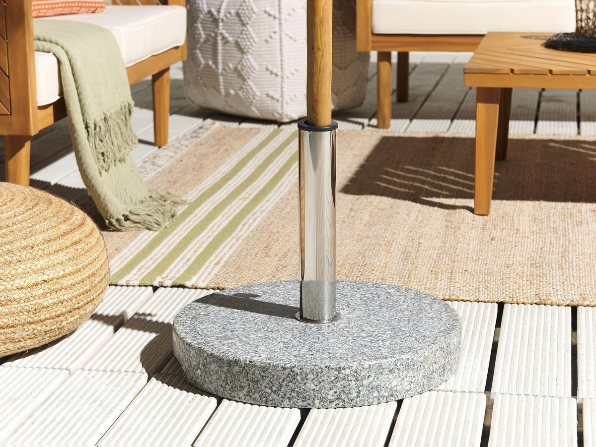 SONNENSCHIRMSTÄNDER Granit/Edelstahl grau 45 cm Ceggia - Grau, Stein (45/45cm) - Beliani