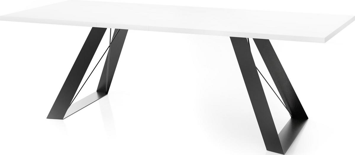 ESSTISCH Colter rechteckig ausziehbar, Weiß 140-240/80/76 cm - Schwarz/Weiß, Holzwerkstoff/Metall (80/240/76cm) - WFL GROUP