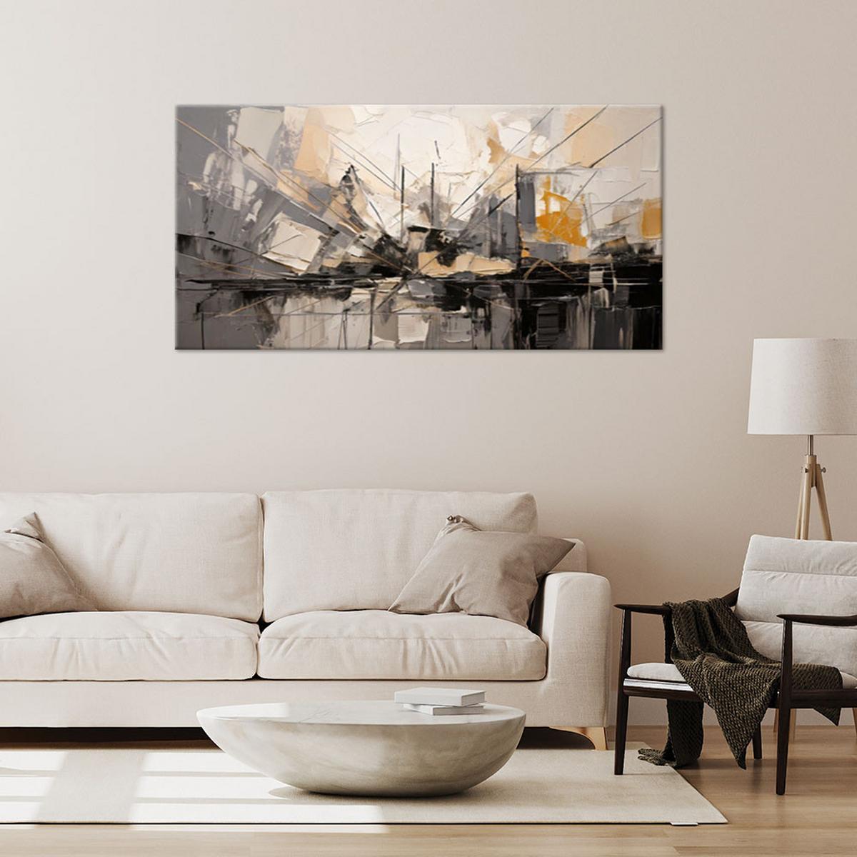 LEINWANDBILD Stadt Abstraktion Modern Grau 80x40cm - Grau, Textil (80/40cm) - Feeby