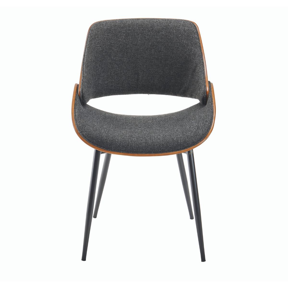 STUHL mit Nussbaum-Finish und grauem Stoffbezug - Mannix - Grau, Metall (61/78/61cm) - Signature