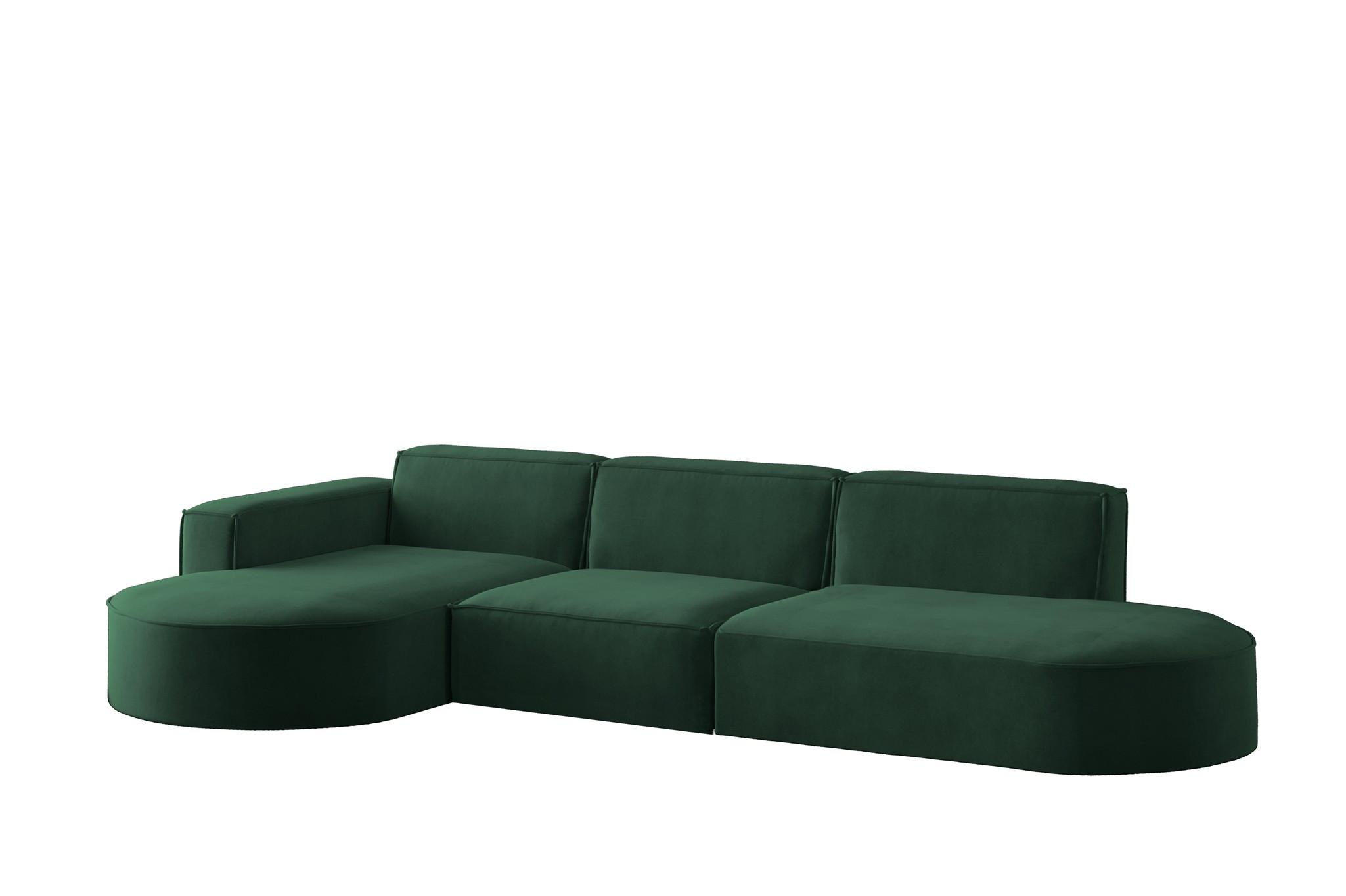 ECKSOFA Palma In Noel - Grün, Holzwerkstoff/Textil (296/165cm) - Fun Möbel