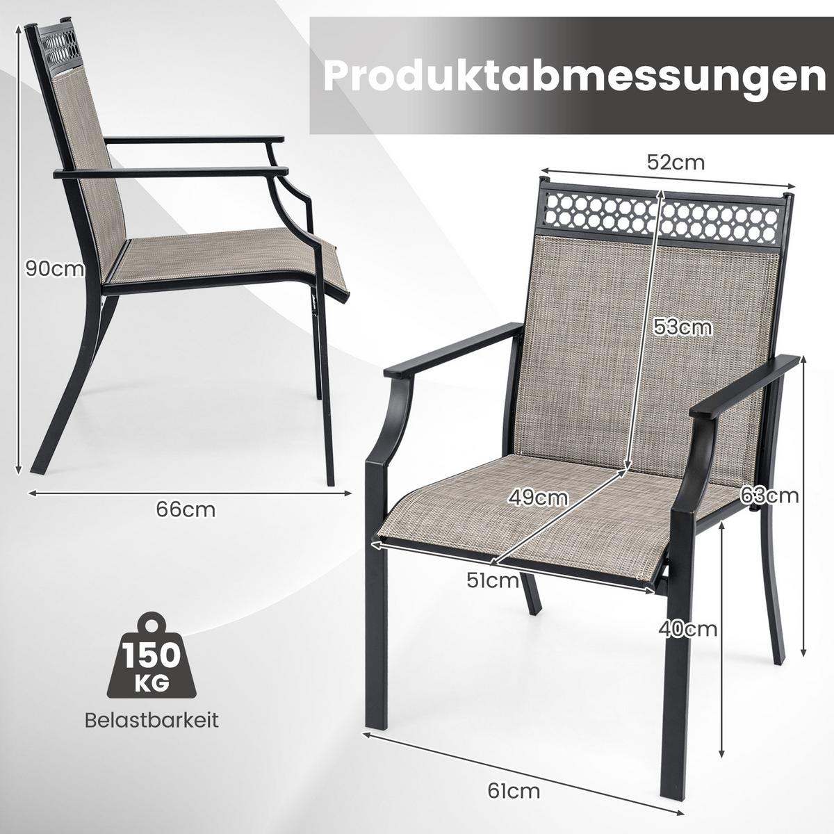 TERRASSENSTÜHLE Kaffee(2er-Set) - Braun, Metall (66/90/61cm) - COSTWAY
