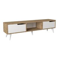 FERNSEHSCHRANK Kullila - Eichefarben/Weiß, Holzwerkstoff (35/40/160cm) - [en.casa]
