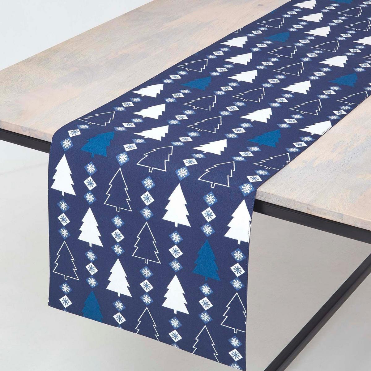 TISCHLÄUFER Weihnachten – Winterland blau, 35/250 cm, 100% Baumwolle - Blau, Textil (35/250cm) - Homescapes