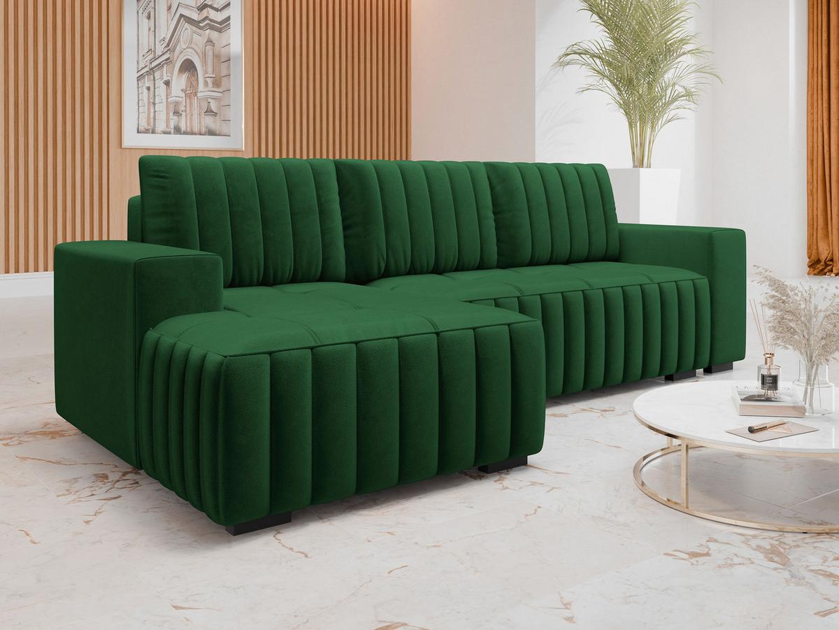 ECKSOFA Hugo, Seite: Links - Dunkelbraun/Grün, Holz/Textil (240/140cm)