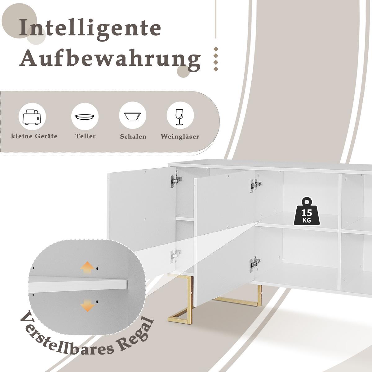 SIDEBOARD Weiß 138/40/80,5CM - Weiß, Holzwerkstoff/Metall (40/81/138cm) - Urban Meuble
