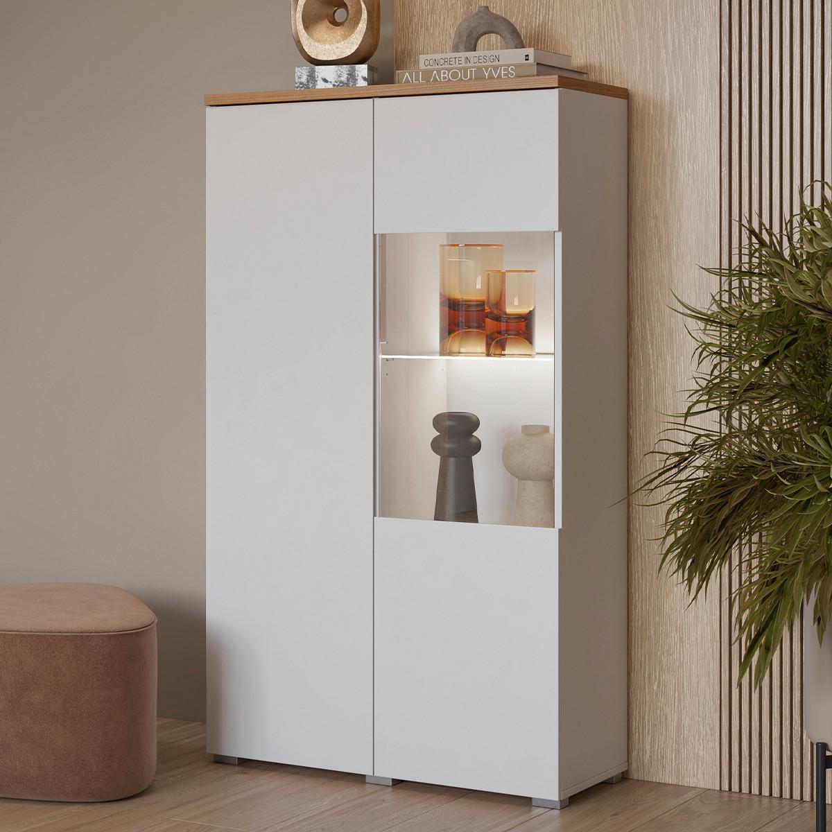 GESCHIRRSCHRANK Liko Weiß und Holz - Weiß, Holzwerkstoff (80/140/34.5cm) - Petits-meubles