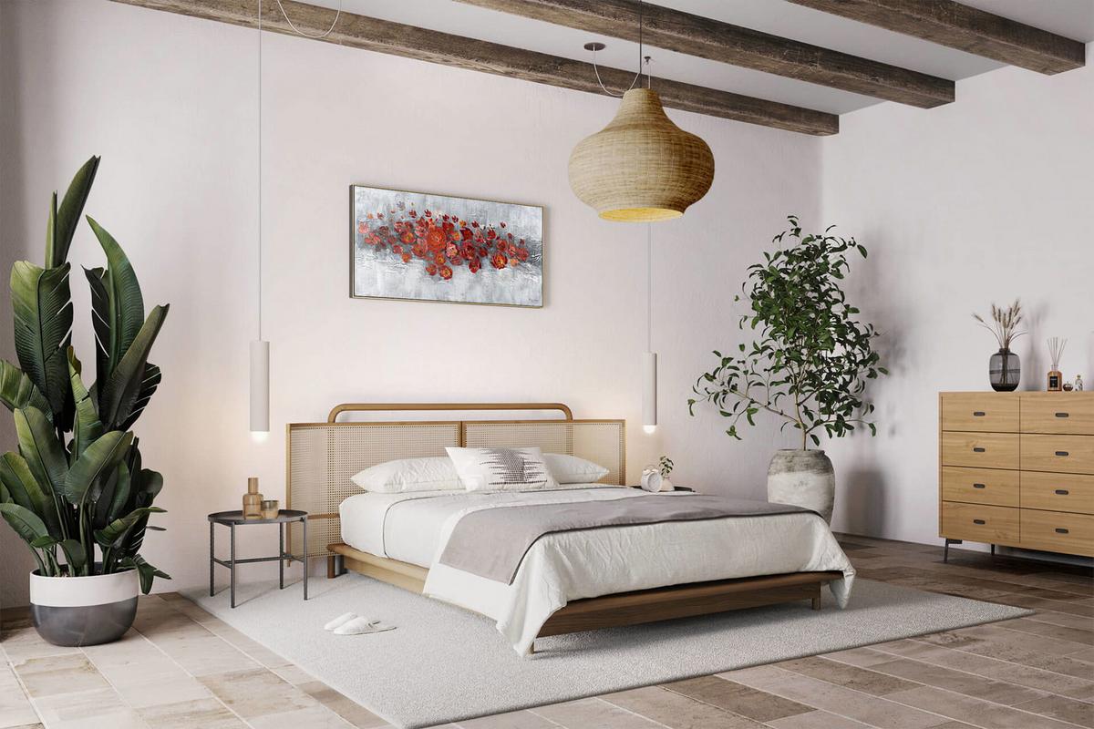 ÖLGEMÄLDE 120/60 cm - Rot/Grau, Holz/Textil (120/60cm) - KUNSTLOFT