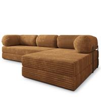 ECKSOFA ETERA modulares Boneless Sofa mit Schlaffunktion Orange Kordstoff - Orange, Textil (270/160cm) - MASSENO