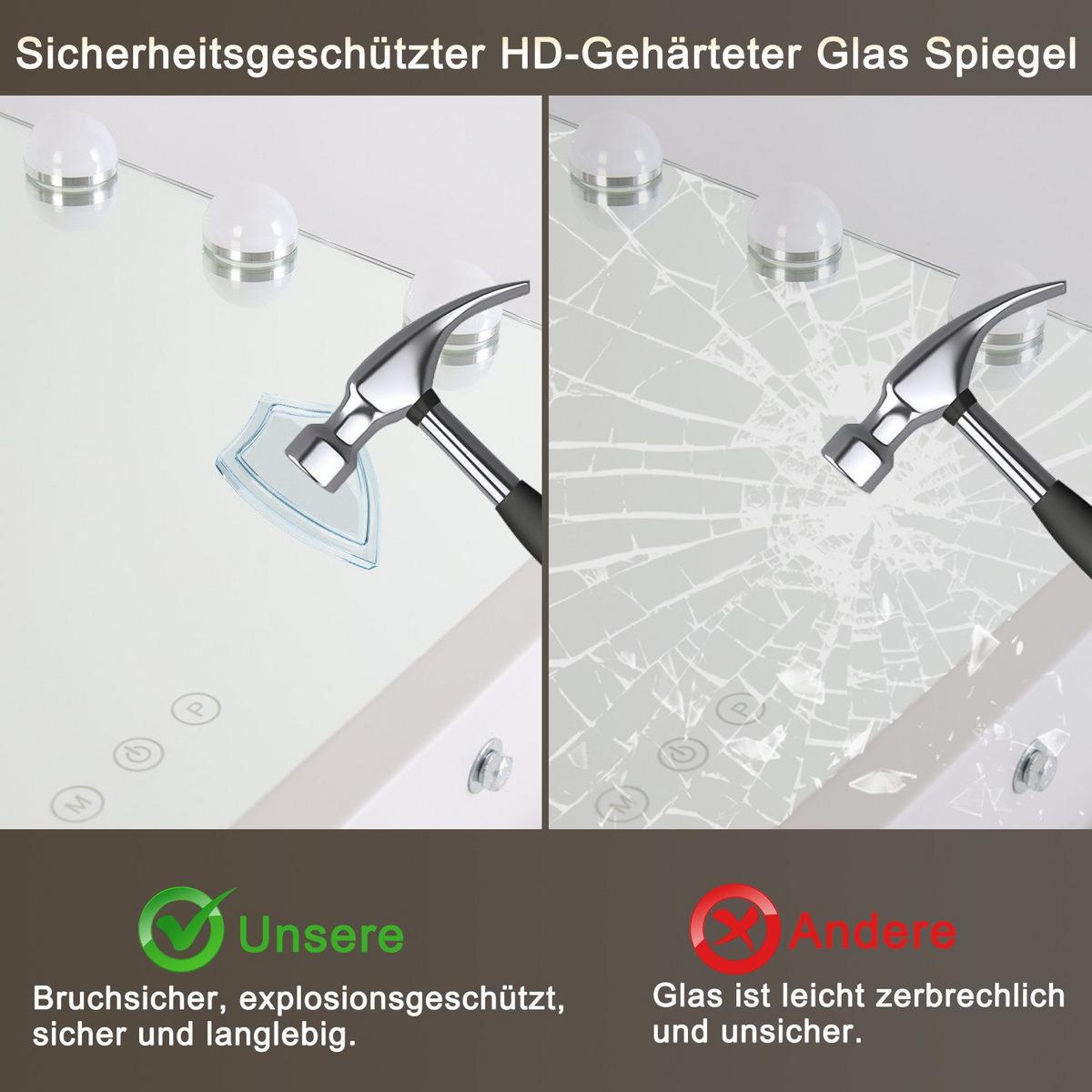 SCHMINKSPIEGEL Franklin 50/12/40 cm - Weiß, Glas (12/40/50cm) - Nettlife