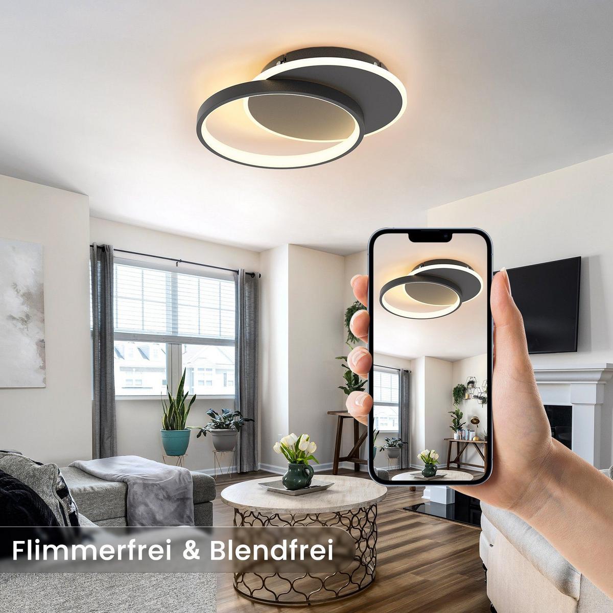 LED-DECKENLEUCHTE Gemini 41/30/6 cm - Schwarz, Metall (41/30/6cm) - Nettlife