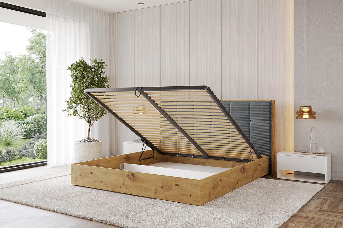POLSTERBETT mit Bettkasten und Lattenrost, Bett mit Matratze H3/H4 - ENZO7 120x200 - Graphitfarben, Holzwerkstoff/Textil (120/200cm) - ALTDECOR