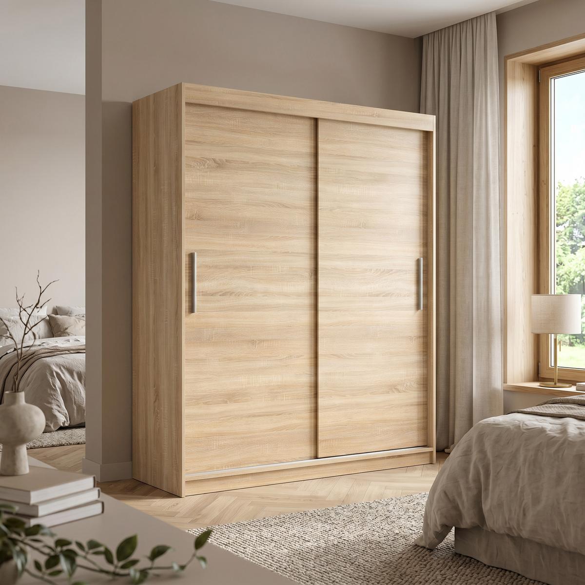 SCHWEBETÜRENSCHRANK VIVA 200/215,5/59cm 2-türig Sonoma Eiche - Sonoma Eiche, Holzwerkstoff (200/215.5/59cm) - MASSENO