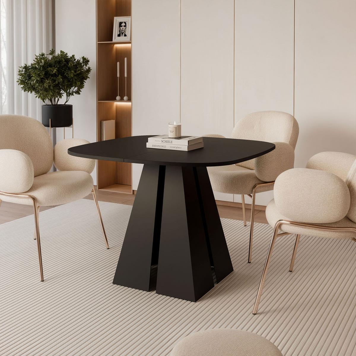 AUSZIEHTISCH ZELO 100/50/76 cm, Schwarz - Schwarz, Holzwerkstoff/Metall (50/100/76cm) - Idohome