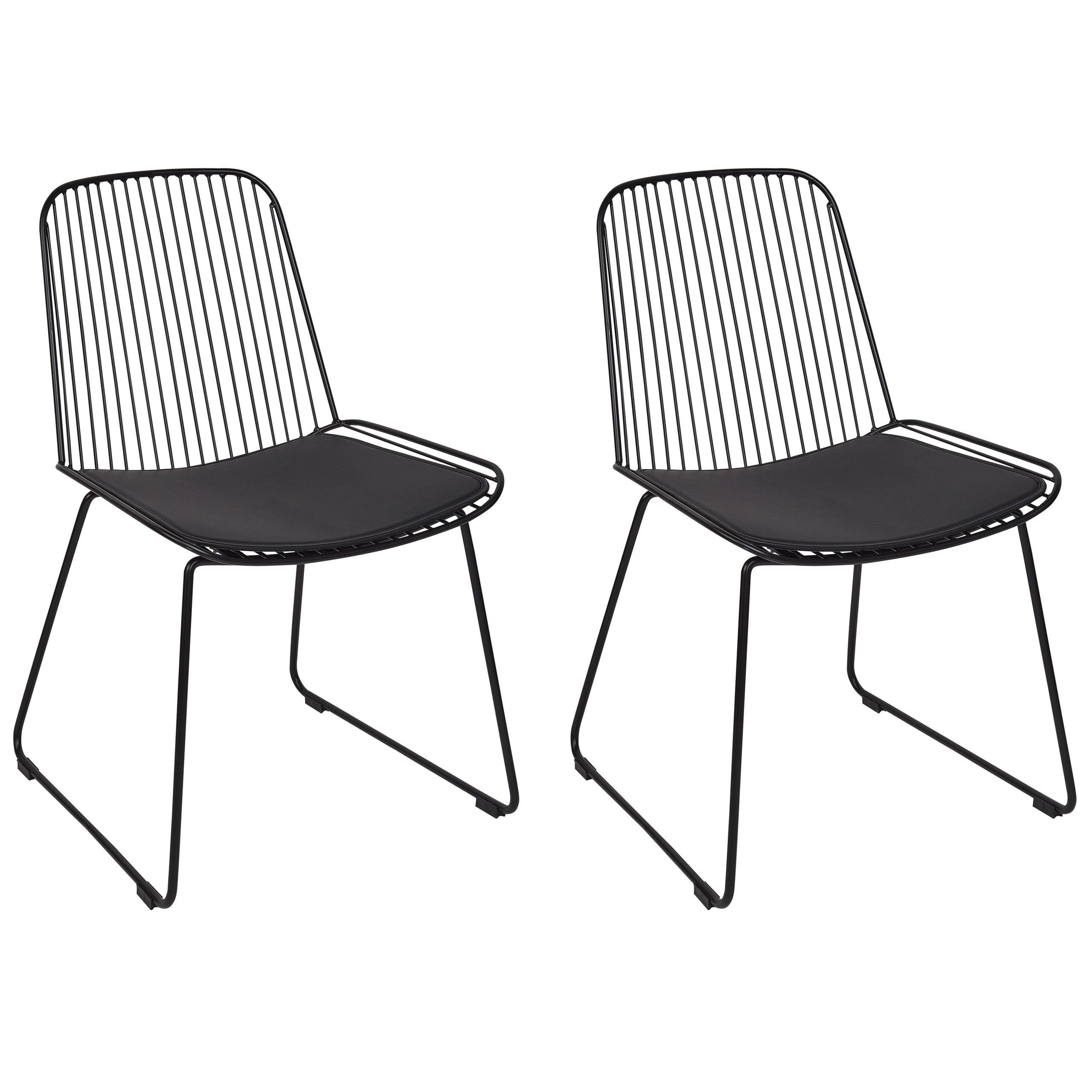 ESSZIMMERSTUHL 2er-Set Metall Schwarz Pensacola - Schwarz, Metall (52/83/57cm) - Beliani