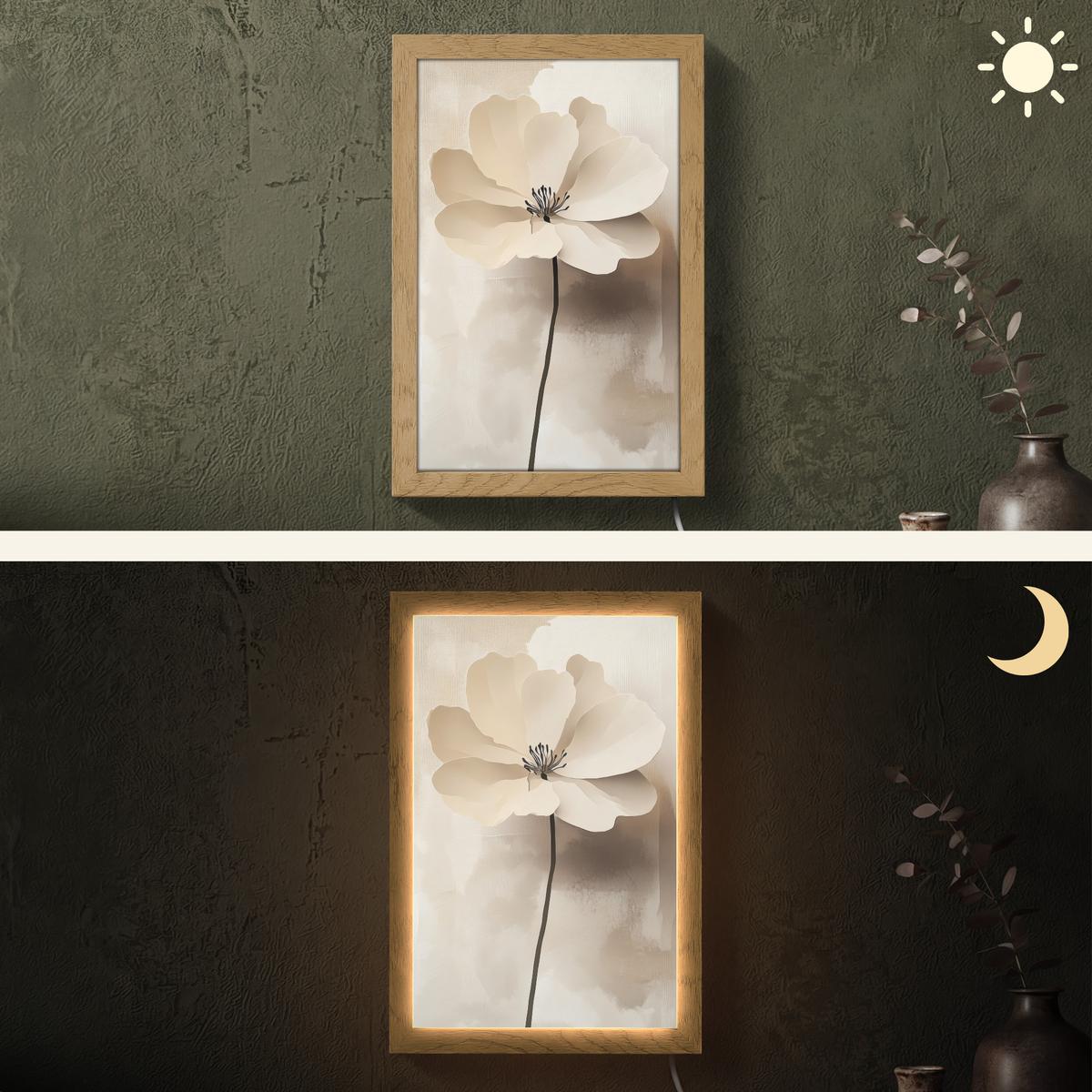 WANDLEUCHTE Blume - Beige - Farbe - Schatten 20x30 cm - Beige, Holzwerkstoff (20/30/8cm) - OnlyWow