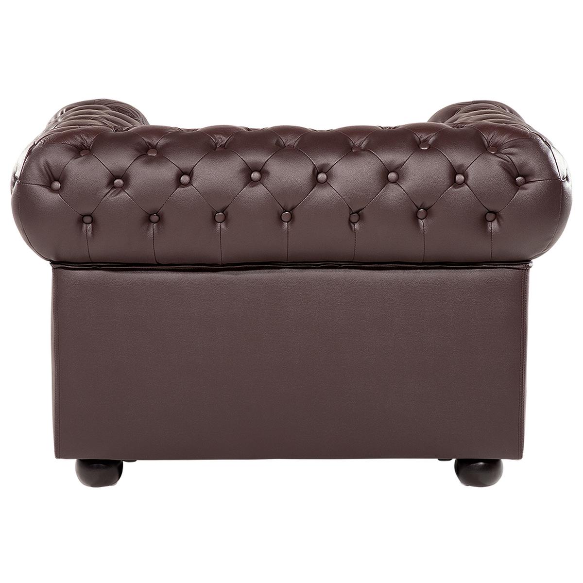 SESSEL Leder braun Chesterfield - Braun, Leder (108/70/77cm) - Beliani
