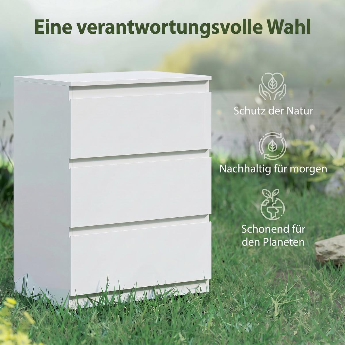 KOMMODE Spanplatte Weiß - Weiß, Holzwerkstoff/Kunststoff (34/75/55cm) - HOMCOM