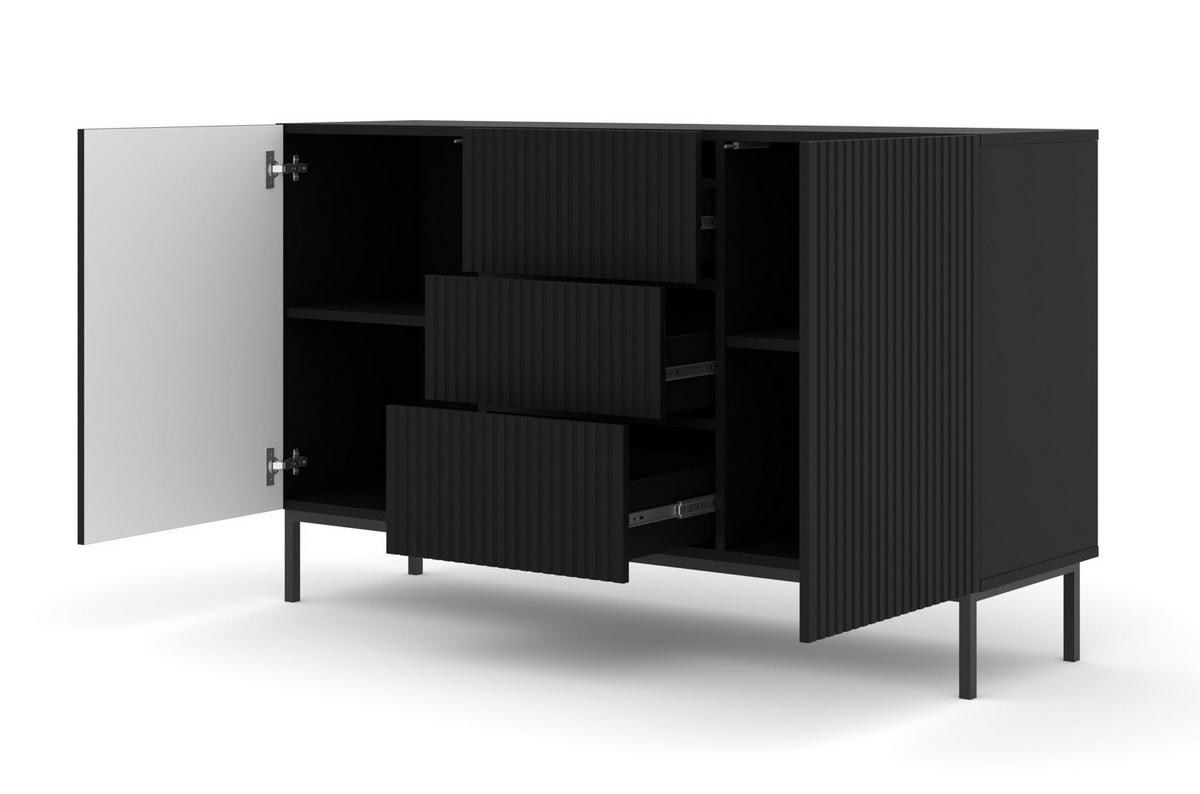 KOMMODE Schwarz, Schwarz, Schwarz 150/87/42 - Schwarz, Holzwerkstoff (150/87/42cm) - RAUMHIRSCH FURNITURE