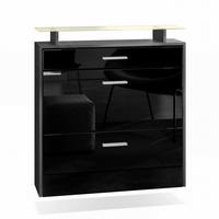 SCHUHSCHRANK Malea Fronten in Schwarz Hochglanz - Schwarz Hochglanz, Holzwerkstoff (89/96/23cm) - Vladon