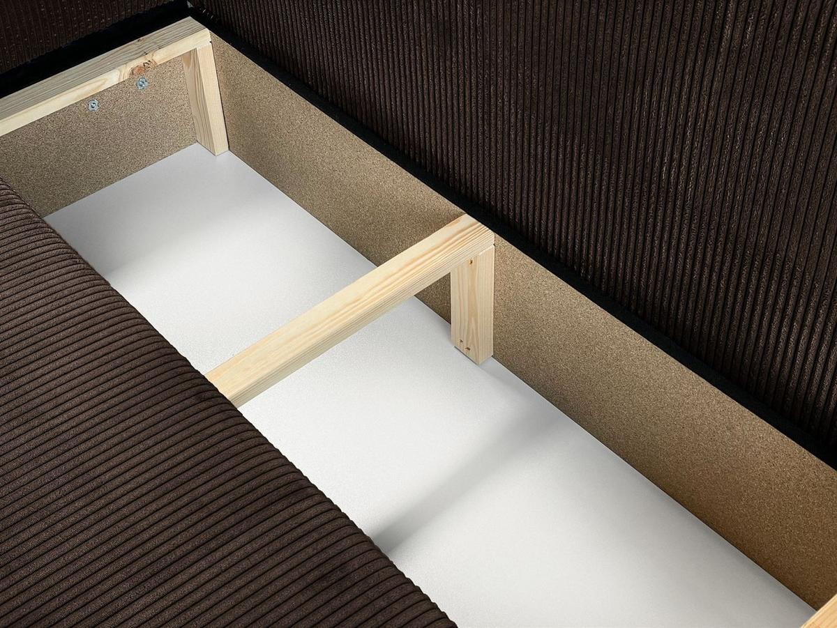 WOHNLANDSCHAFT Gepolstertes CARLO U Cord mit Schlaffunktion und Bettkasten, Poso 06 - Braun, Textil (315/83/143cm) - Lookway