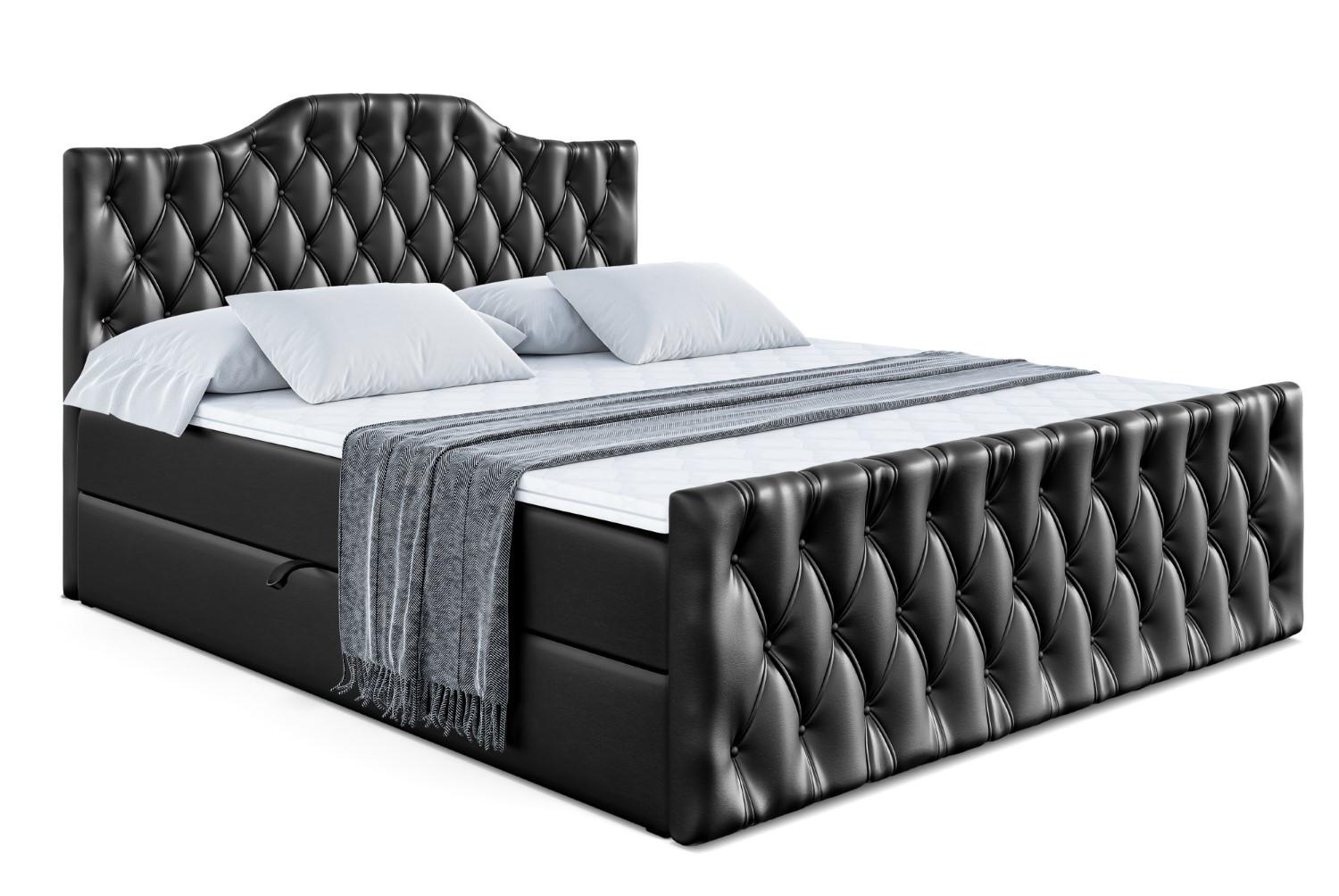 BOXBETT VILA-1-Z - 160x200 cm - H3 - Schwarz Hochglanz - Schwarz Hochglanz, Holzwerkstoff (160/200cm) - ALTDECOR
