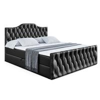 BOXBETT VILA-1-Z - 140x200 cm - H3 - Schwarz Hochglanz - Schwarz Hochglanz, Holzwerkstoff (140/200cm) - ALTDECOR