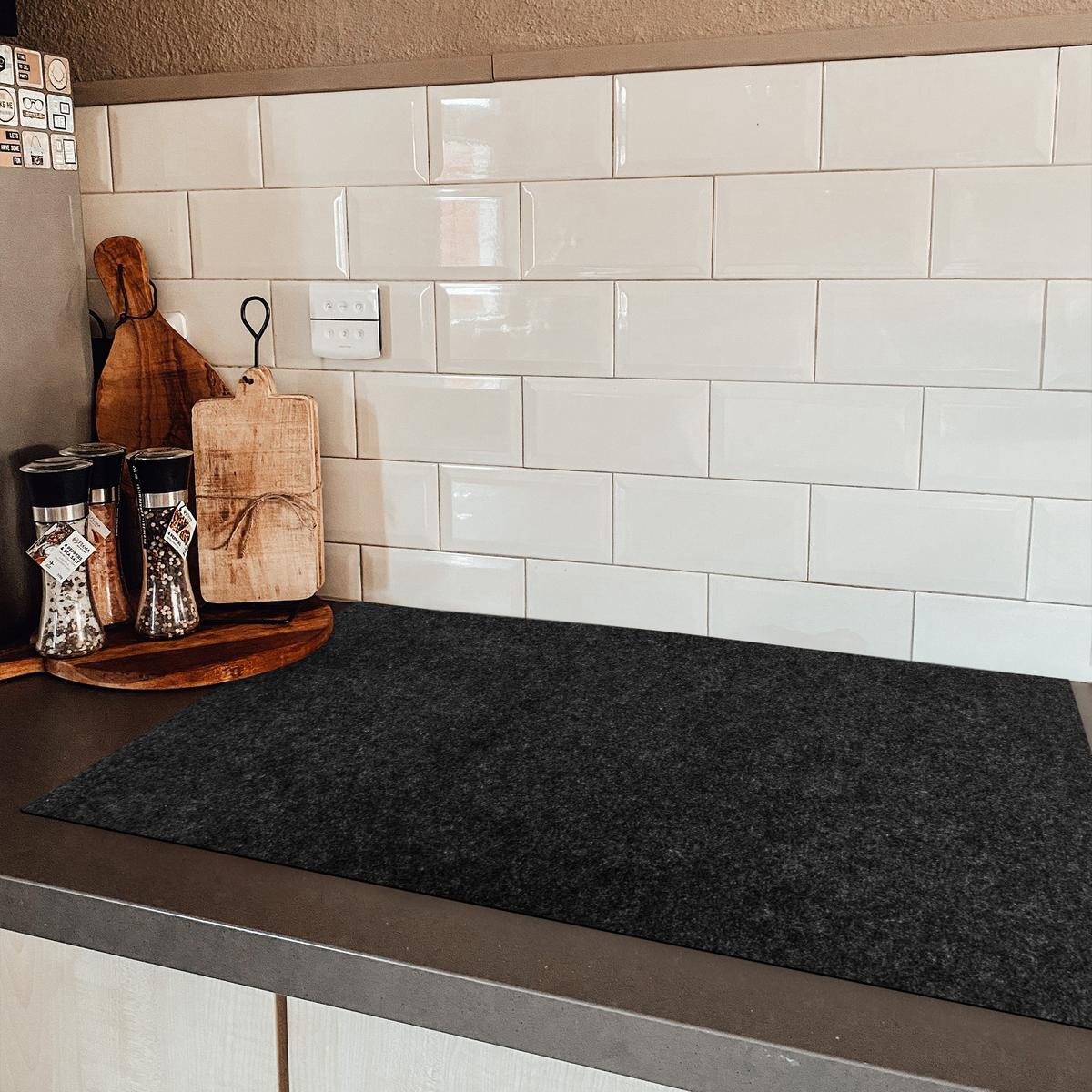 HERDABDECKPLATTE Granit - Schwarz - Granitstruktur - Dunkel Ceranfeldabdeckung 85x52 cm - Schwarz, Kunststoff (85/52/0.2cm) - MuchoWow