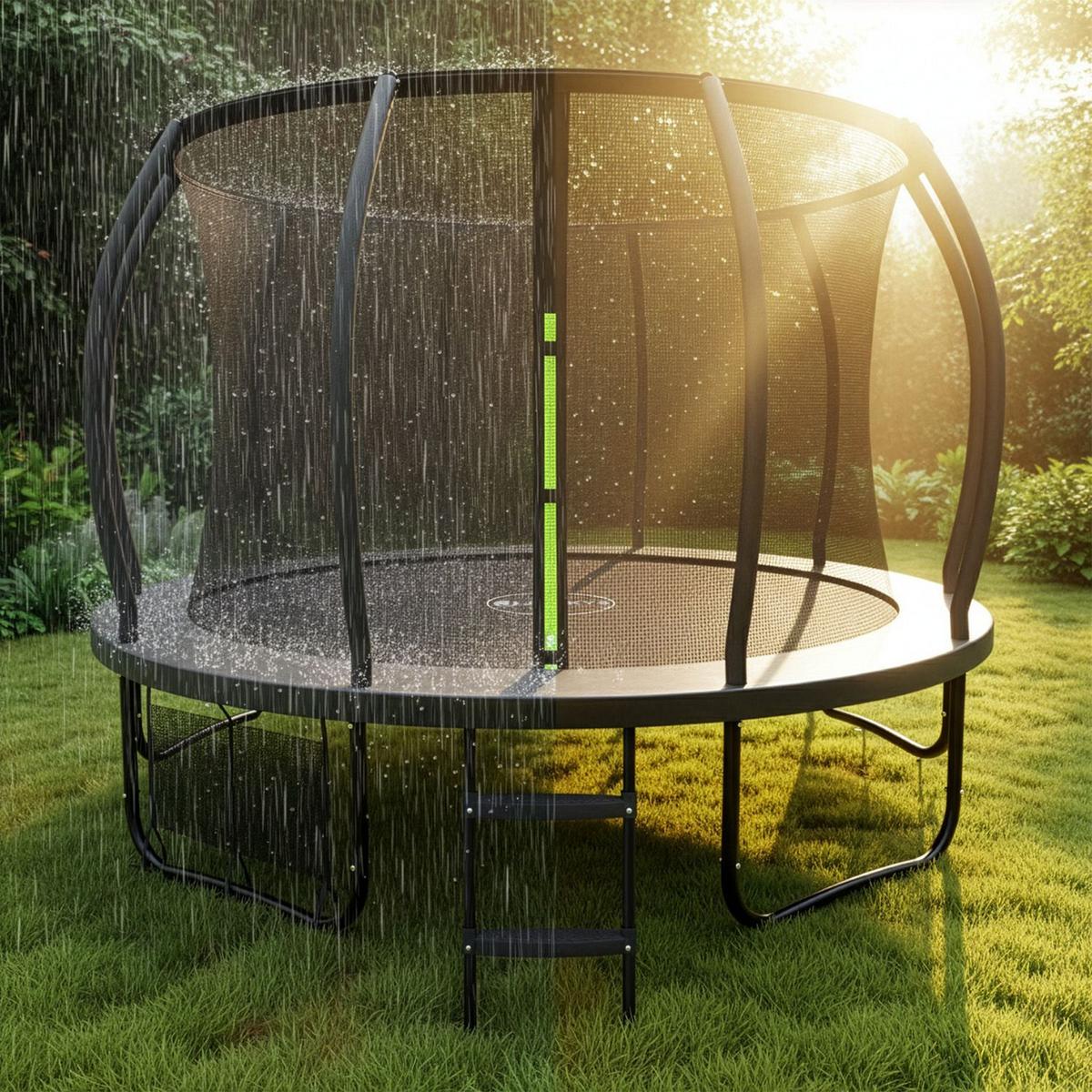 TRAMPOLIN SkyBounce L 366cm schwarz - Schwarz, Metall (366/366/269cm) - Juskys