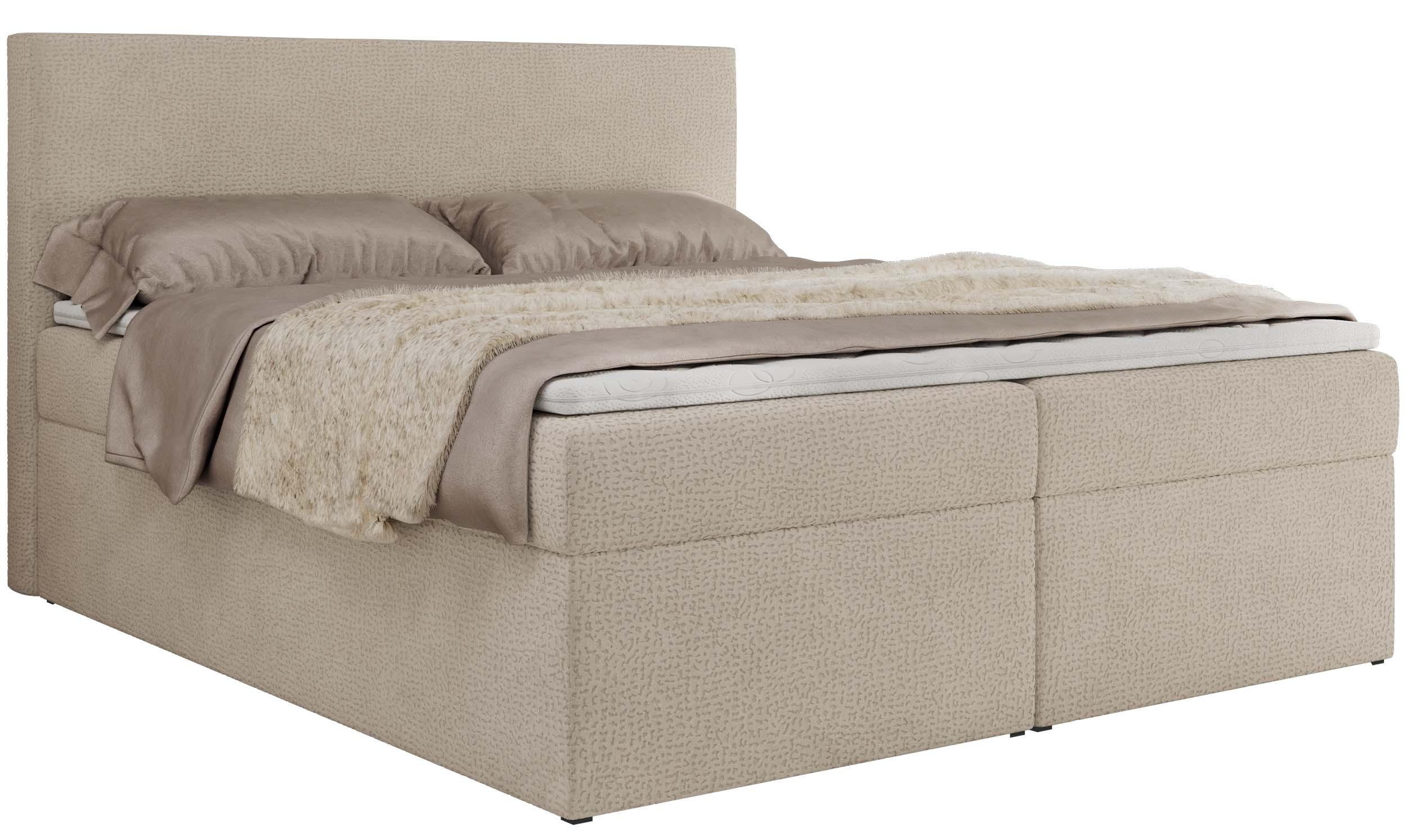 BOXBETT JAGUAR 140/200 - Beige Struktur - H3 - Beige, Holz/Textil (140/200cm) - MKS