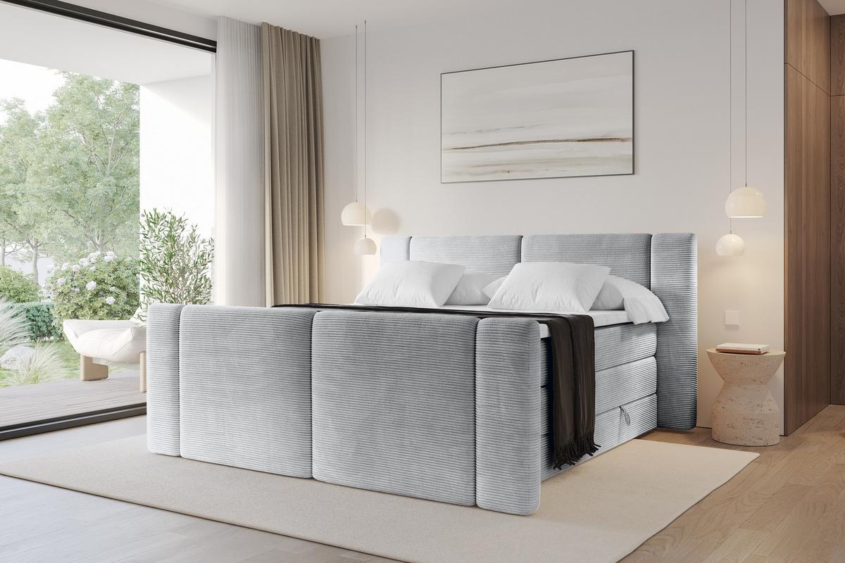 BOXSPRINGBETT mit Matratze H3/H4 - EVON KING Zanozek - 180x200 cm Grau - Graubraun, Holzwerkstoff (180/200cm) - ALTDECOR