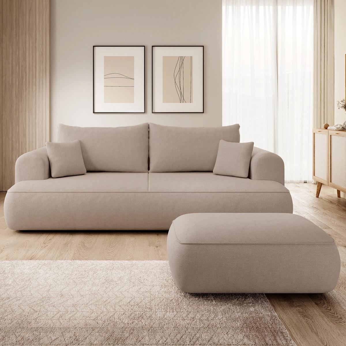 POUF Ovo 1-Sitzer 100 cm - Beige/Schwarz, Kunststoff/Textil (100/44/68cm) - Selsey