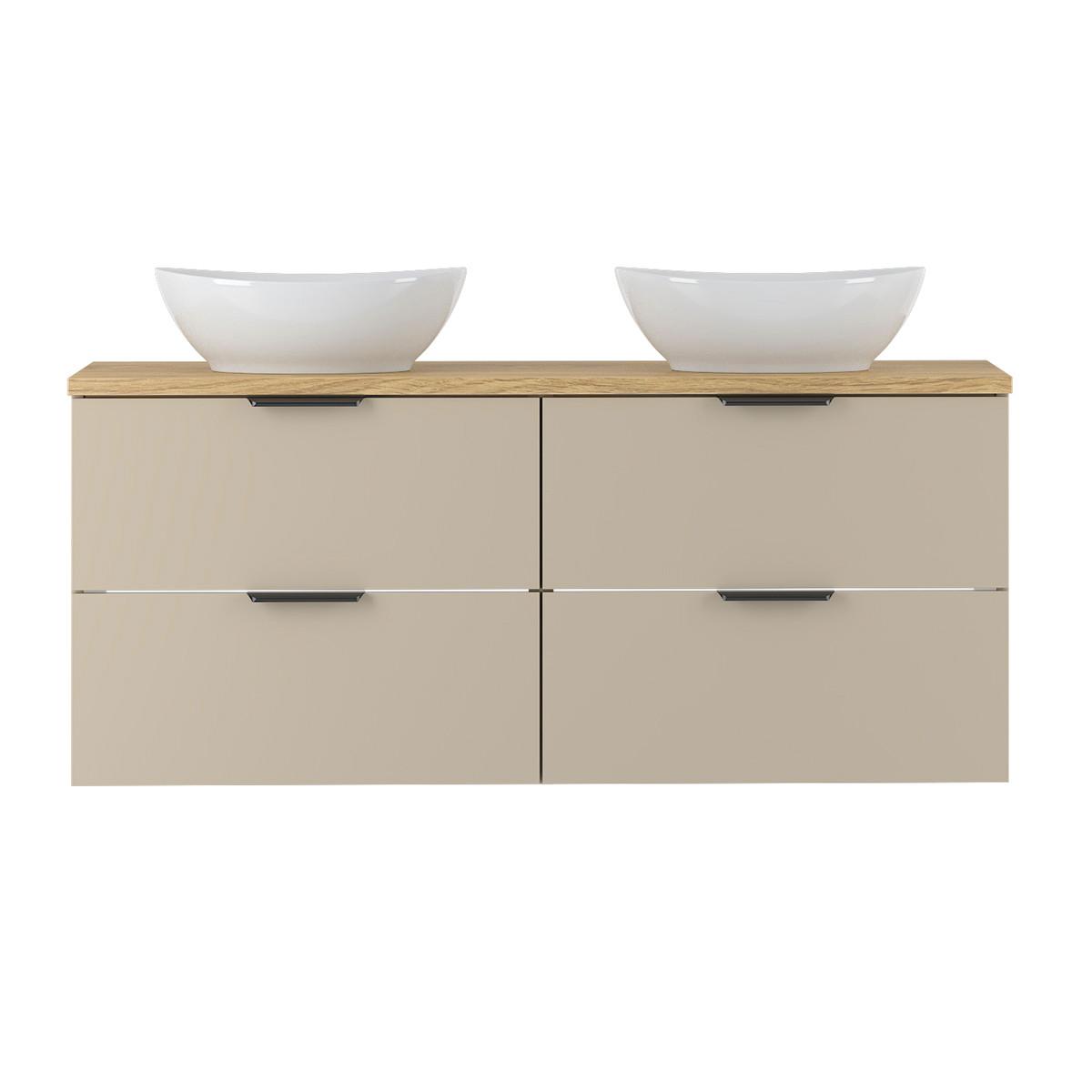 DOPPELWASCHTISCH 120.6cm Astrid Kaschmir und Holz - Beige, Holzwerkstoff (120.6/52.2/46.5cm) - Petits-meubles