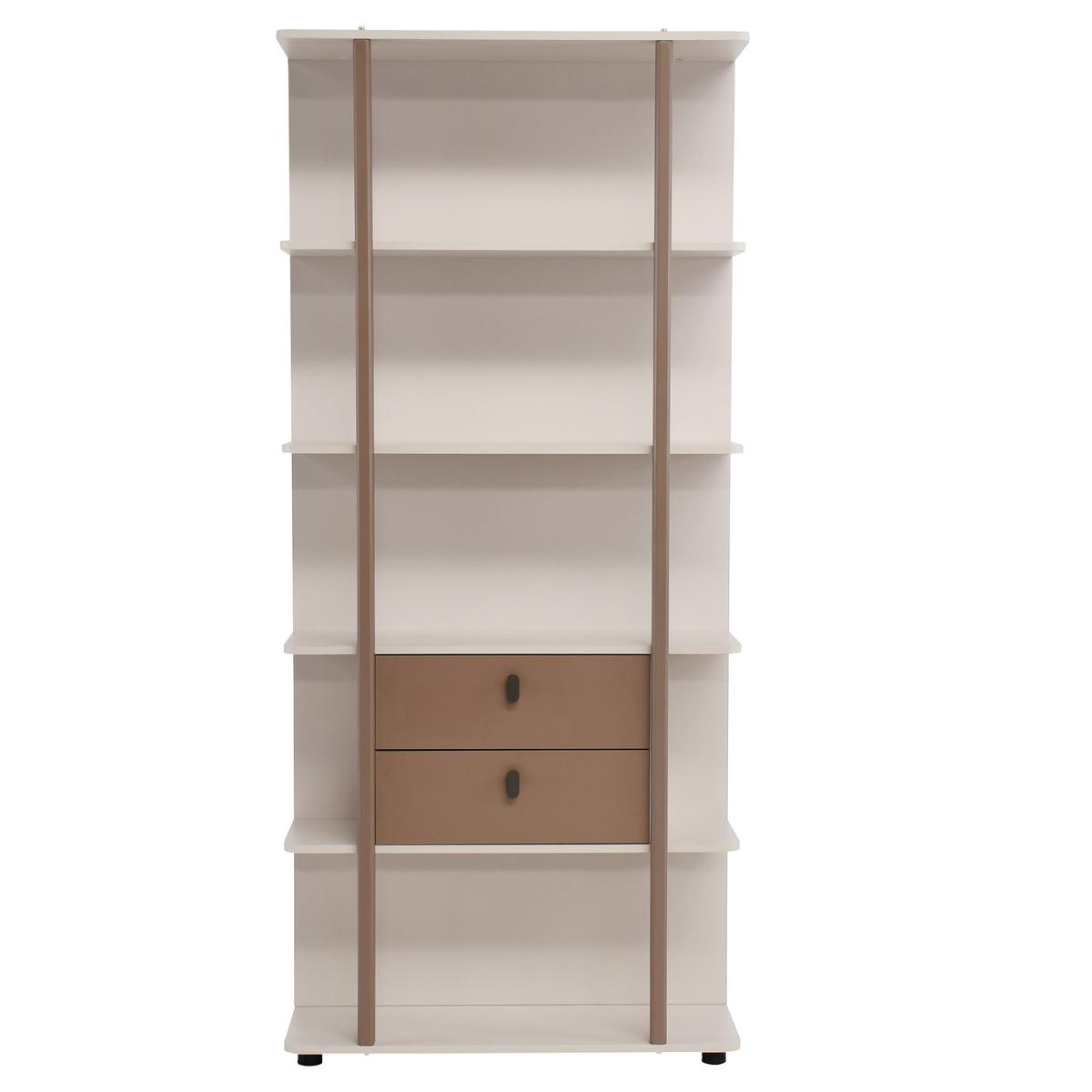 BÜCHERREGAL Boreo aus Metall mit 2 Schubladen, 90 cm, Kaschmir+Hellbraun - Kaschmir/Hellbraun, Metall (90/200/26cm) - Beautysofa