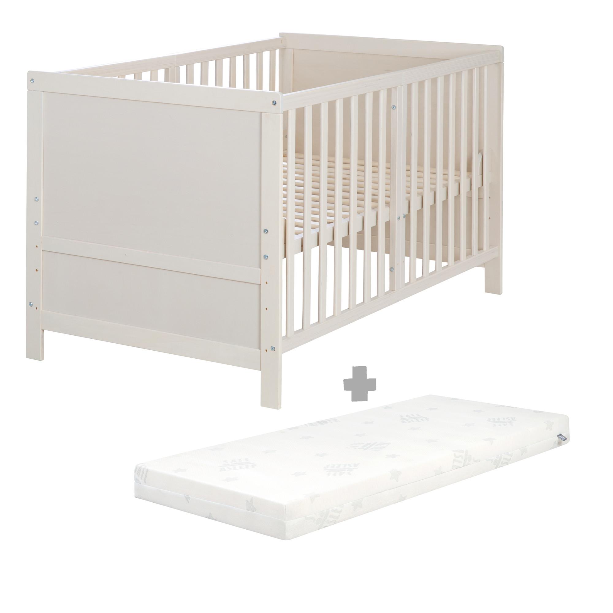 BABYBETT mit Matratze Easy Sleep 70 x 140 cm - Hellgrau, Holzwerkstoff/Textil (70/140cm) - Roba