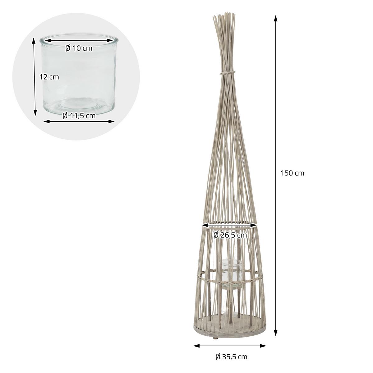 BAMBUS LATERNE H: 150 cm Holzfarbe Boho Stil - Naturfarben, Holz (35.5/150/35.5cm) - ECD-Germany