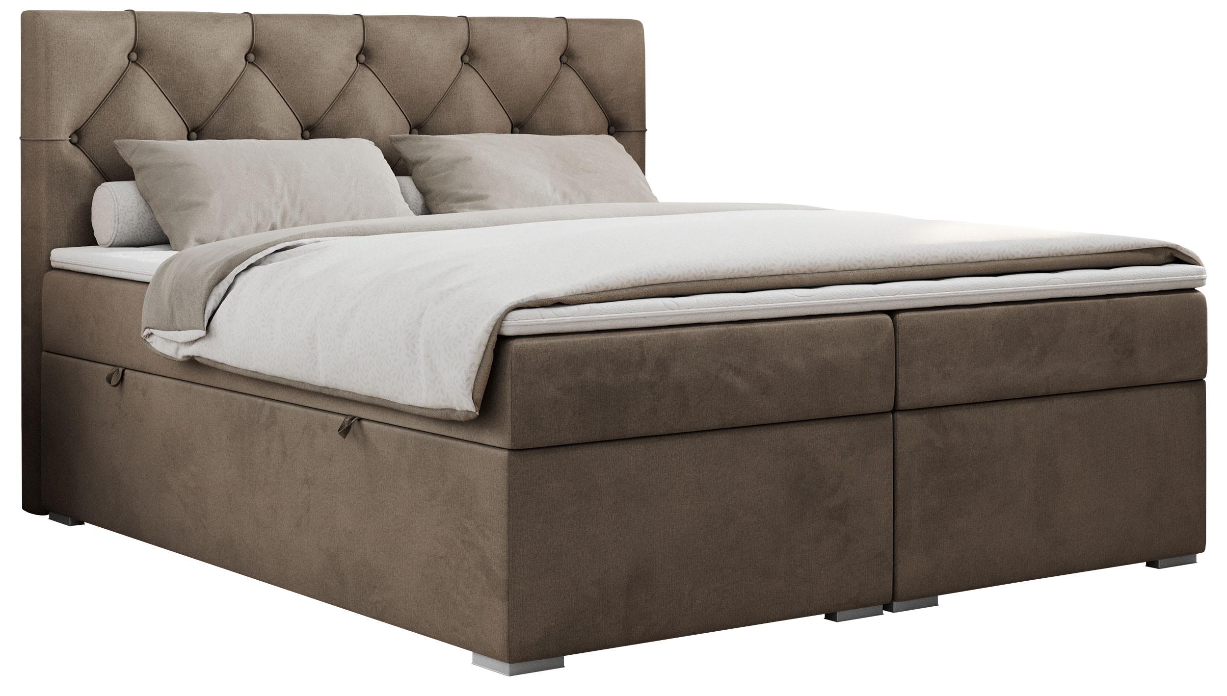 BOXBETT ALDA 180/200 Braun Velvet - H4 - Braun, Holz/Textil (180/200cm) - MKS