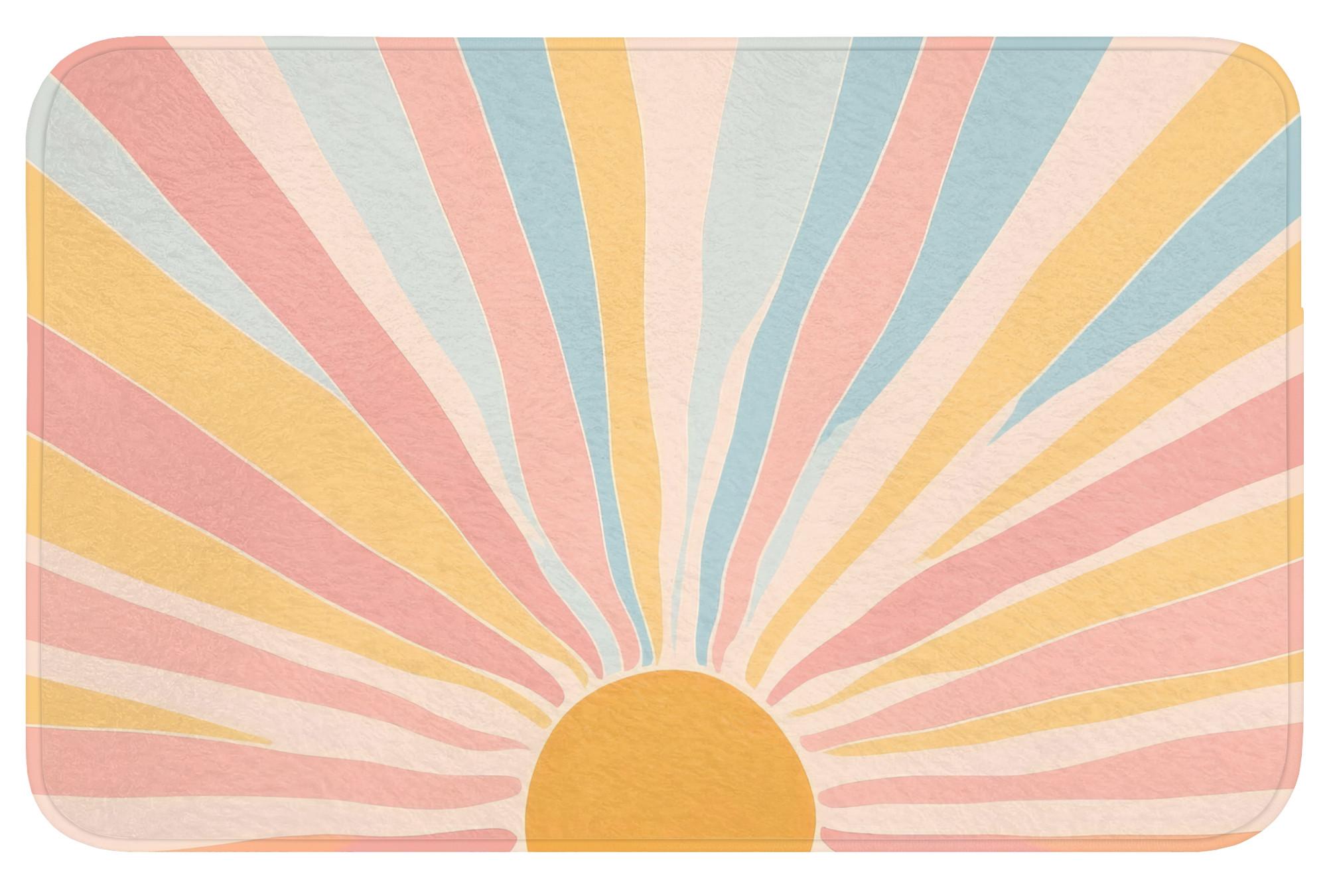 BADEMATTE Illustration - Sonne - Pastellfarben Badvorleger 80x50 cm - Pastellblau, Textil (80/50cm) - OnlyWow