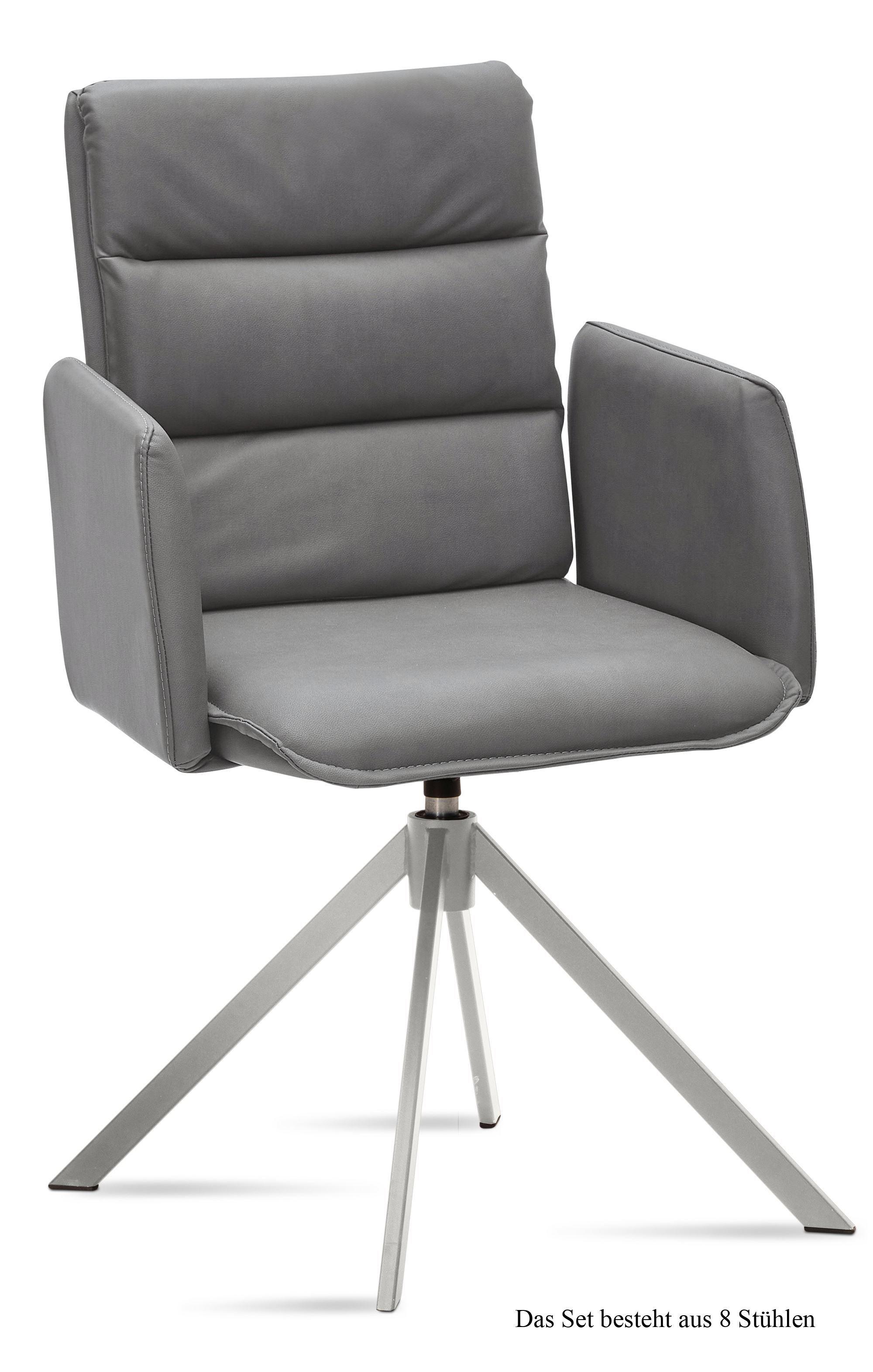 ARMLEHNSTUHL drehbar (8er-Set) Dulsea 52x92x60 Edelstahl/Grau - Edelstahlfarben/Grau, Kunststoff (60/92/52cm) - 58aufmkessel