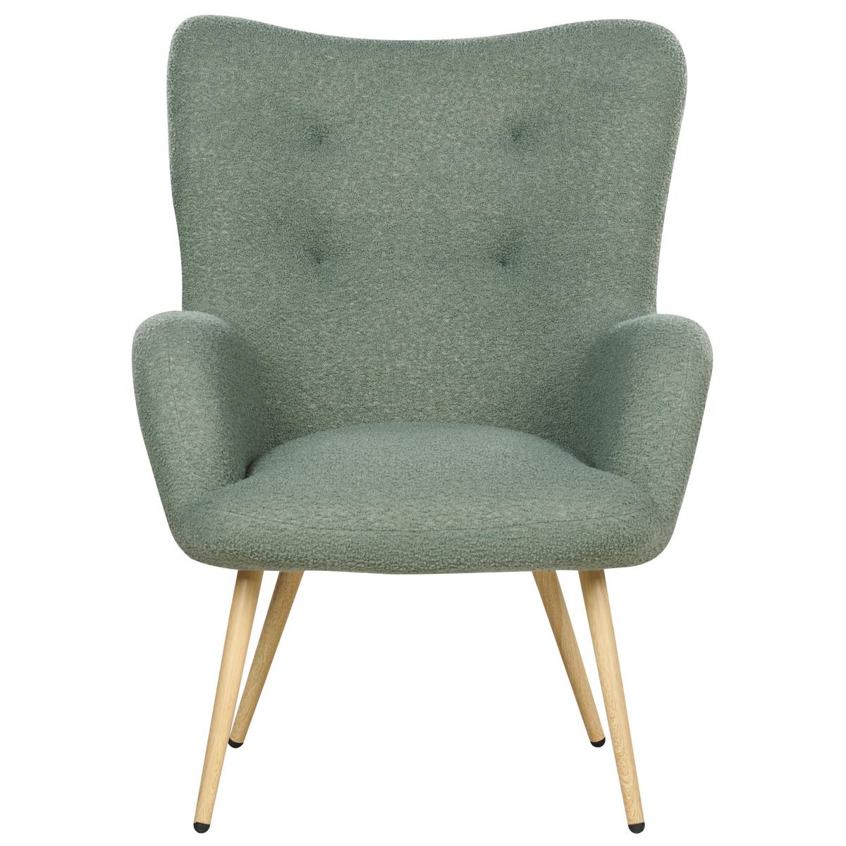 SESSEL Bouclé hellgrün mit Hocker Vejle - Hellbraun/Grün, Textil (67/95/52cm) - Beliani