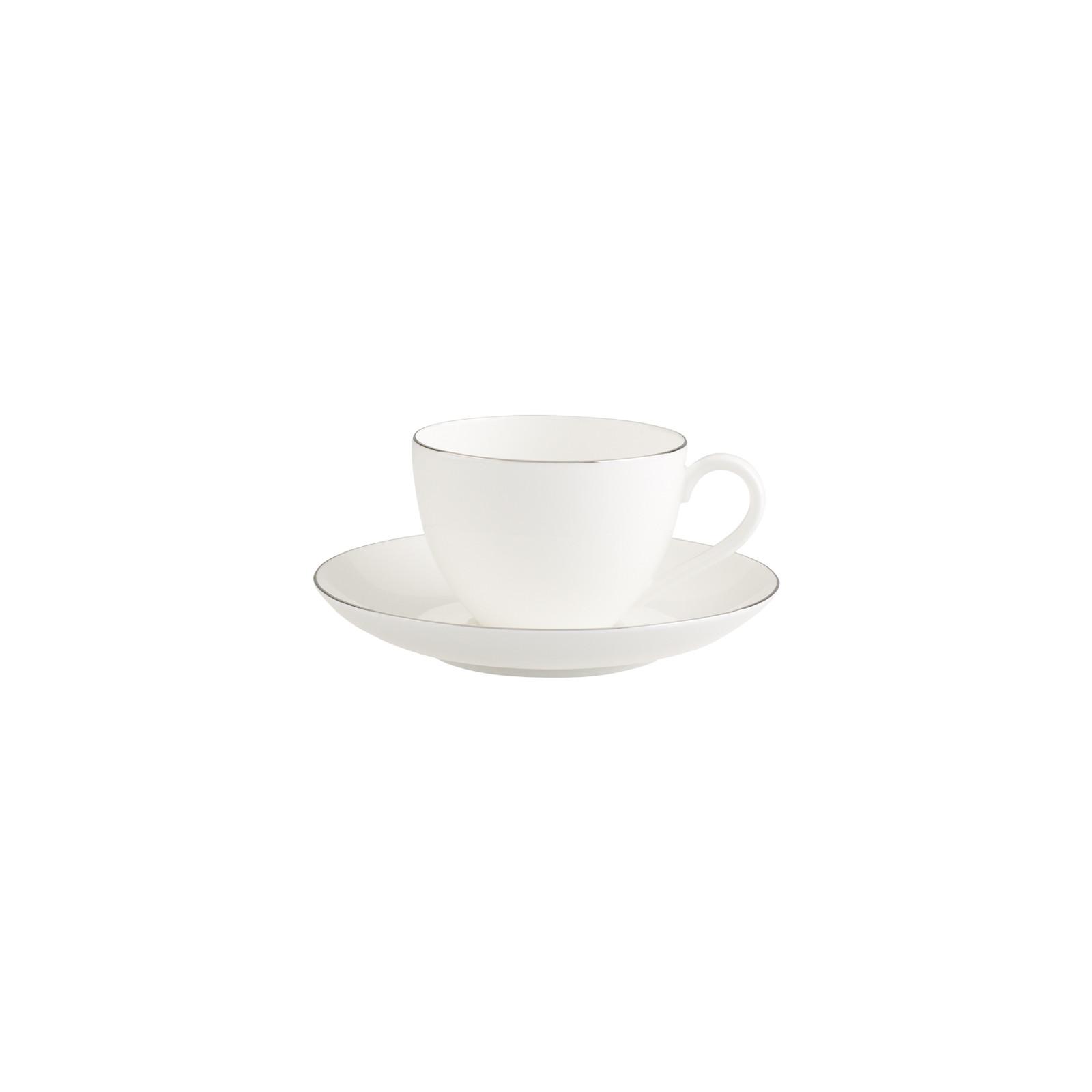 KAFFEETASSE MIT UNTERTASSE Anmut Platinum No.1 weiß 150 ml - Weiß, Keramik (15/8.9/15cm) - Villeroy & Boch