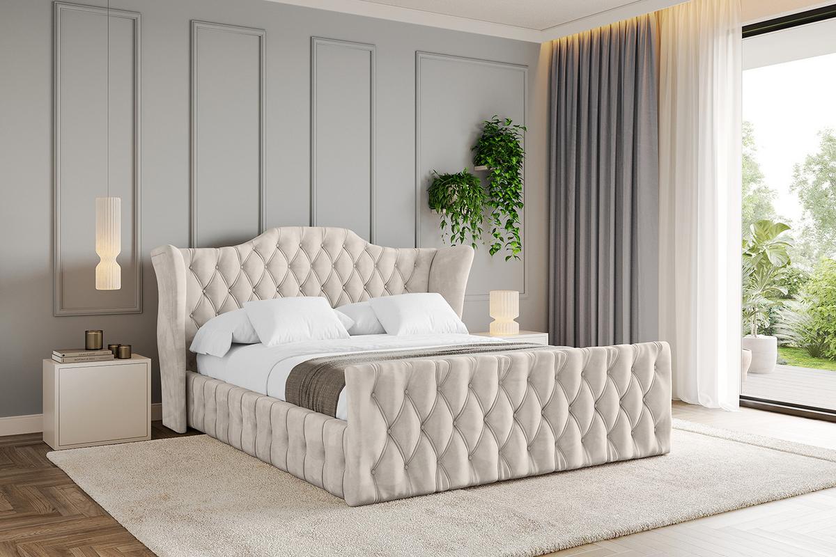 POLSTERBETT mit Bettkasten, Fußteil und Lattenrost, Boxbett mit Matratze H3/H4 - MODY-Z 120x200 Beige - Beige, Holzwerkstoff/Textil (120/200cm) - ALTDECOR