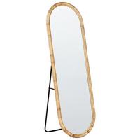 STANDSPIEGEL 150 cm Rattan Naturfarben Montot - Schwarz/Naturfarben, Naturmaterialien (50/150/3cm) - Beliani