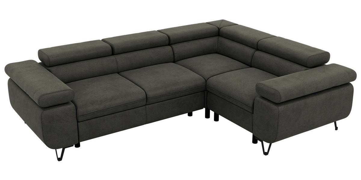 ECKSOFA ORSO L Anthrazit Velvet - Rechts Seite - Anthrazit/Schwarz, Textil/Metall (268/197cm) - MKS