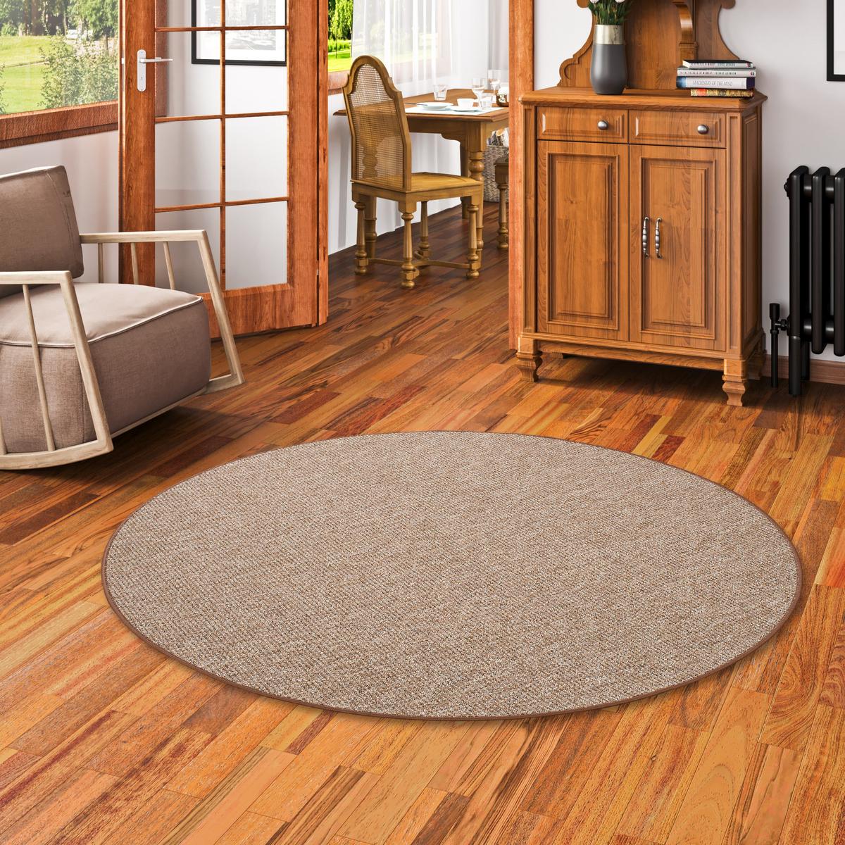 SCHLINGENTEPPICH PRIMO RUND - Braun, Textil (133/133cm) - Snapstyle